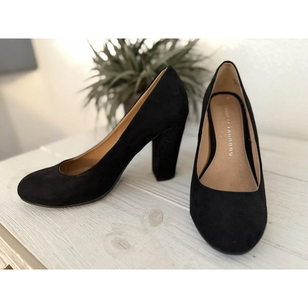 Chinese Laundry Classic Black Pumps‎ Size 8 Suede Leather 3.5